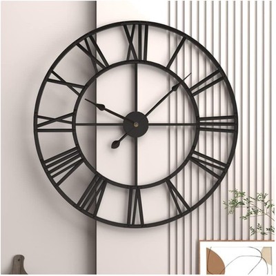 Wanduhr Groß XXL 50 cm Durchmesser Wanduhr ohne Tickgeräusche lautlos Retro r...