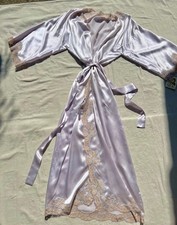 Vintage Victoria  s Secret Lavender Silk Satin  Lace Robe