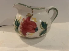 Vintage Ceramic Floral Pitcher - Hand Painted in Italy for FTD - 5" tall