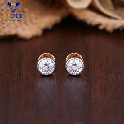 Women's Round shape Lab-Grown Diamond Earring in 925 Silver 1.08CT TDW