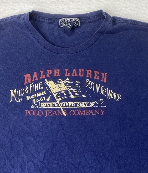 Vintage Polo Jeans Co Ralph Lauren T Shirt Men’s Large Blue 2000s PRL Graphic T