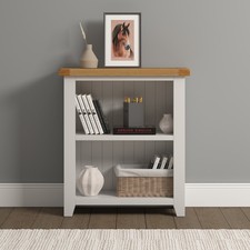 Image of Windsor Low Bookcase 2 Shelf Premium Chunky Solid Ivory Oak Assembled