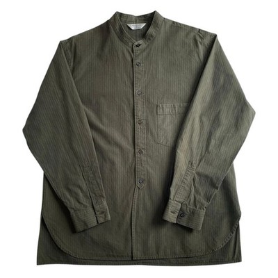 STILL BY HAND Cotton Stripe Band Collar Shirt Size 48 Made In Japan
