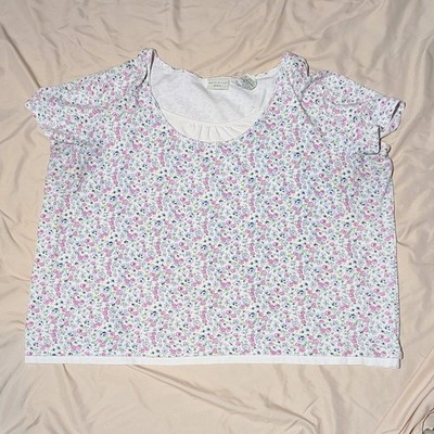 Y2K White Stag Women's Layered T-Shirt Size 4X (26W/28W) Floral Scoop Neck