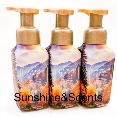 3-PACK Bath & Body Works FARMHOUSE PUMPKIN & SPICE Foaming Hand Soap 8.75oz NEW