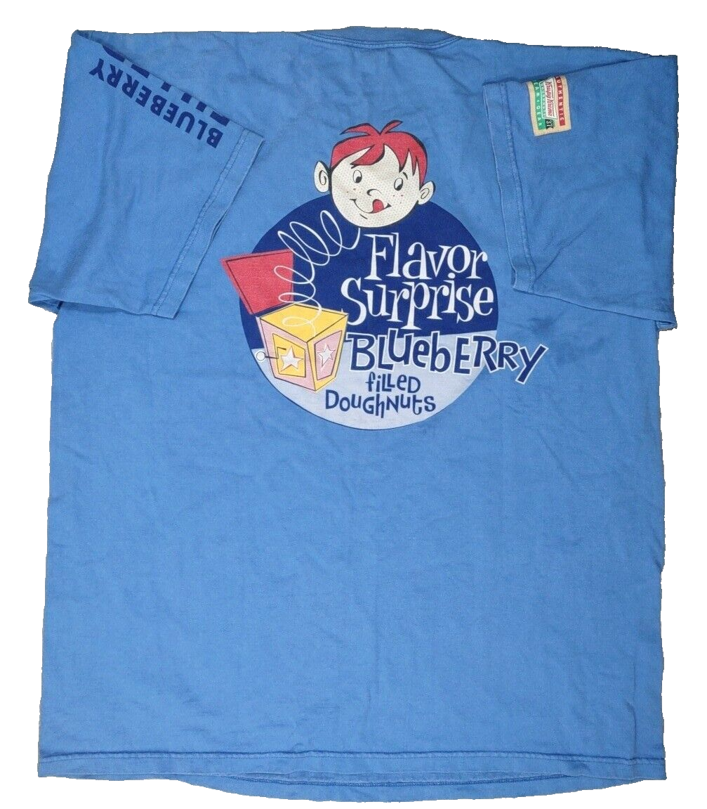 Krispy Kreme Blueberry Filled T Shirt Mens Large Blue 90s USA Graphic