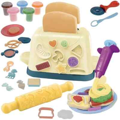 Knetset Knete Kinder Spielknete 5 Farben Knet Kneten Toaster Spielzeug Zubehör