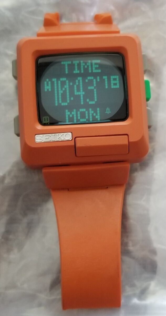 Vintage 1990's SEIKO TIMETRON Wrist WATCH W853-4000 ORANGE Vintage 1990's SEIKO TIMETRON Wrist WATCH W853-4000 ORANGE