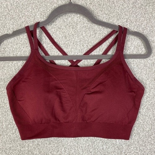 Soma Strappy Seamless Sports Bra L Wine Padded Removable Pads Womens Comfy