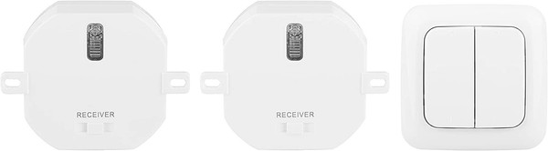 2 X Funk-Einbauschalter + Doppel-Funk-Wandtaster Funkschaltset Smarthome-image