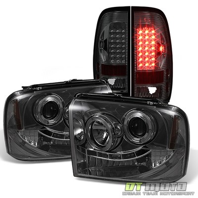 Smoked 05-07 F-250/F-350/F-450 Projector Headlights +LED Tail Light 2005-2007