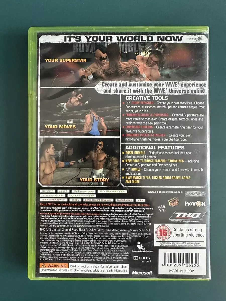 xbox 360 WWE SMACKDOWN VS RAW 2010 (Works On US Consoles) Region Free NI