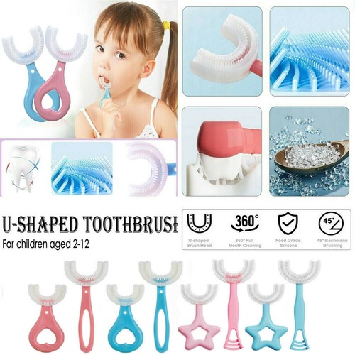 U Shaped Oral Toothbrush with Soft Silicone Brush Head for Kids Toddler Age 2-12 - Picture 2 of 14