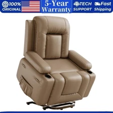 ☑️Oversized Faux Leather Power Lift Recliner Chair for Elderly Heat and Massage
