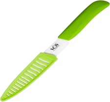 Vos Ceramic Paring Knife - 4 Inch Zirconia Blade With Sheath Cover - Green