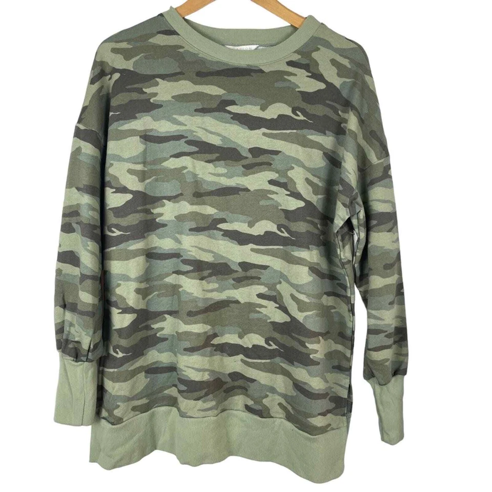 Caslon Nordstrom Camo Print Oversized Crewneck Sweatshirt Small Green NWT - Image 2 of 4