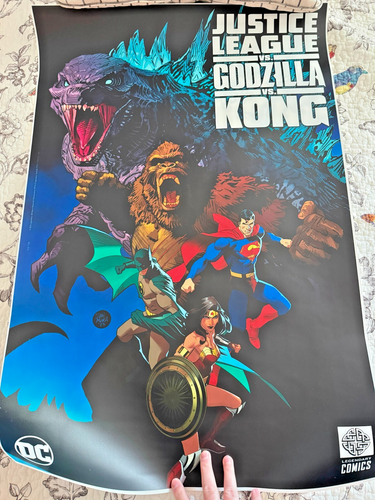 Justice League vs Godzilla vs Kong Acetate Poster Comic Shop Promo 24" x 36"