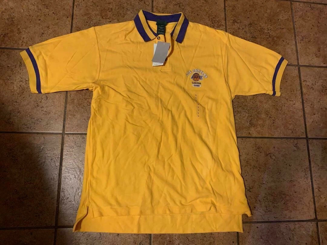 Los Angeles Lakers Adult Large Yellow Polo Golf shirt new with tags