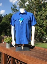 Mens Columbia Button Up Shirt S Omni Wick Omni Shade Blue NWT UPF Vented Fishing