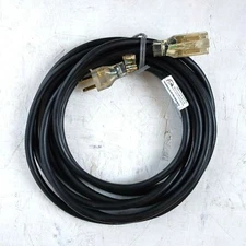 15' 14 Gauge Black Indoor/Outdoor Extension Cord with Lighted End - Made in USA