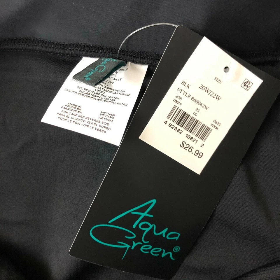 Falda corta de natación verde aguamarina para mujer elástica básica negra talla 20W/22W Foto 4 de 4