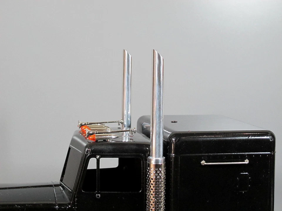 Pair Aluminum Angle Cut Stack Exhaust Pipe Tamiya 1/14 King Hauler Globeliner - Image 2 of 4