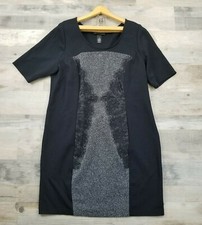 Lane Bryant Panel Dress Black Lace Flattering Size 18 NWOT Great
