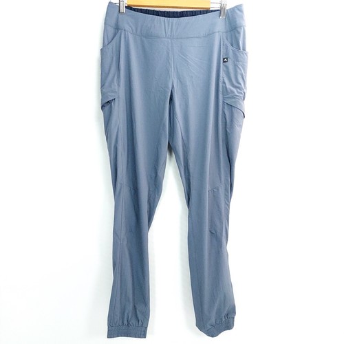 Macpac Long Pants Womens Sz 12-14 Dark Grey Lightweight Elastic Waist Hem Pocket