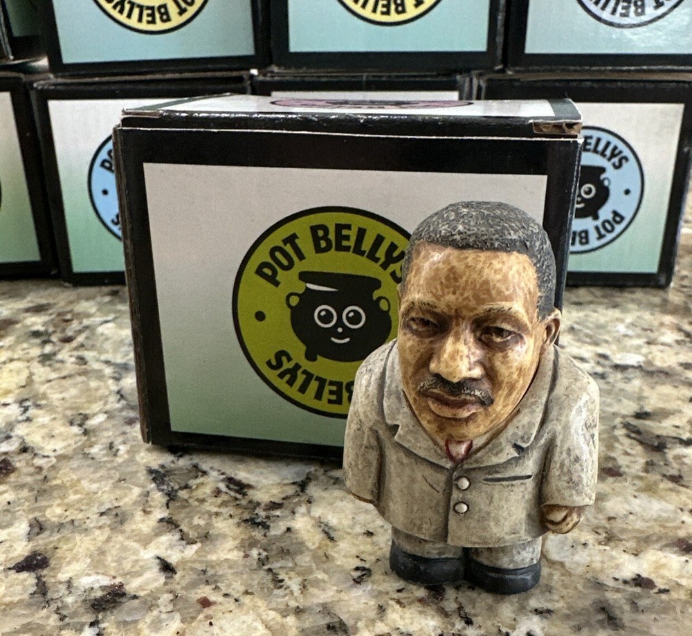Martin Luther King Jr MLK Pot Belly Carved Miniature Figure in Orginal Box