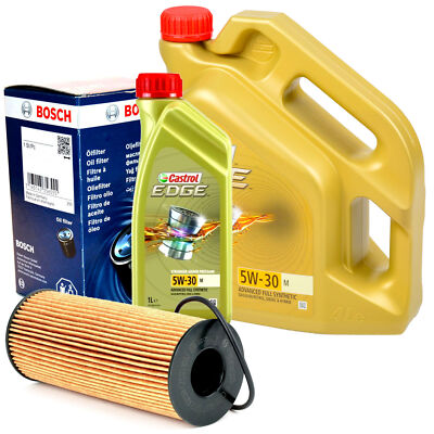 BOSCH Ölfilter + 5L Öl CASTROL EDGE 5W30 M Longlife-04 LL-04 für BMW 11427807177
