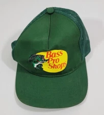 Vintage Bass Pro Shops Green Mesh Snapback Trucker Cap Gone Fishing