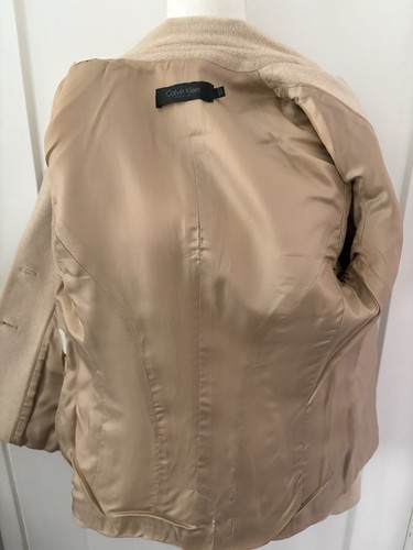 Women’s Calvin Klein Camel Hair 2 Button Blazer Size 4/40 Made In Italy - Picture 9 of 11