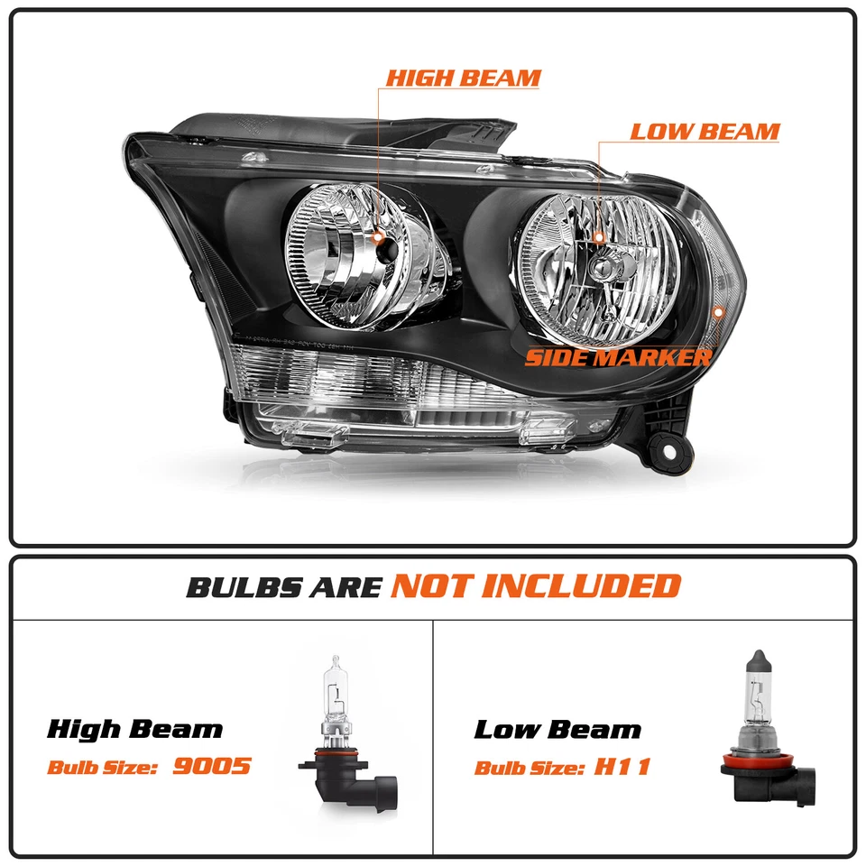 FOR 2011-2013 DODGE DURANGO HEADLIGHTS BLACK HOUSING ASSEMBLY LEFT+RIGHT SIDE Foto 3 de 4
