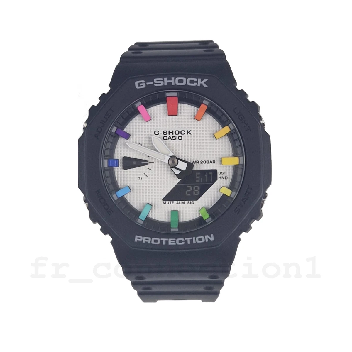 Casioak Casio G-Shock GA2100 1A Rainbow Index Custom White Grid Dial MOD Black