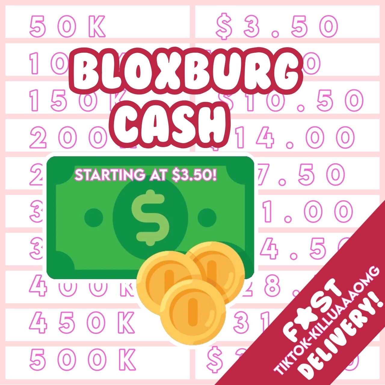 Bloxburg Money Cash 50K500K ‼️💵 100 SAFE 💵 (PLEASE READ DESCRIPTION