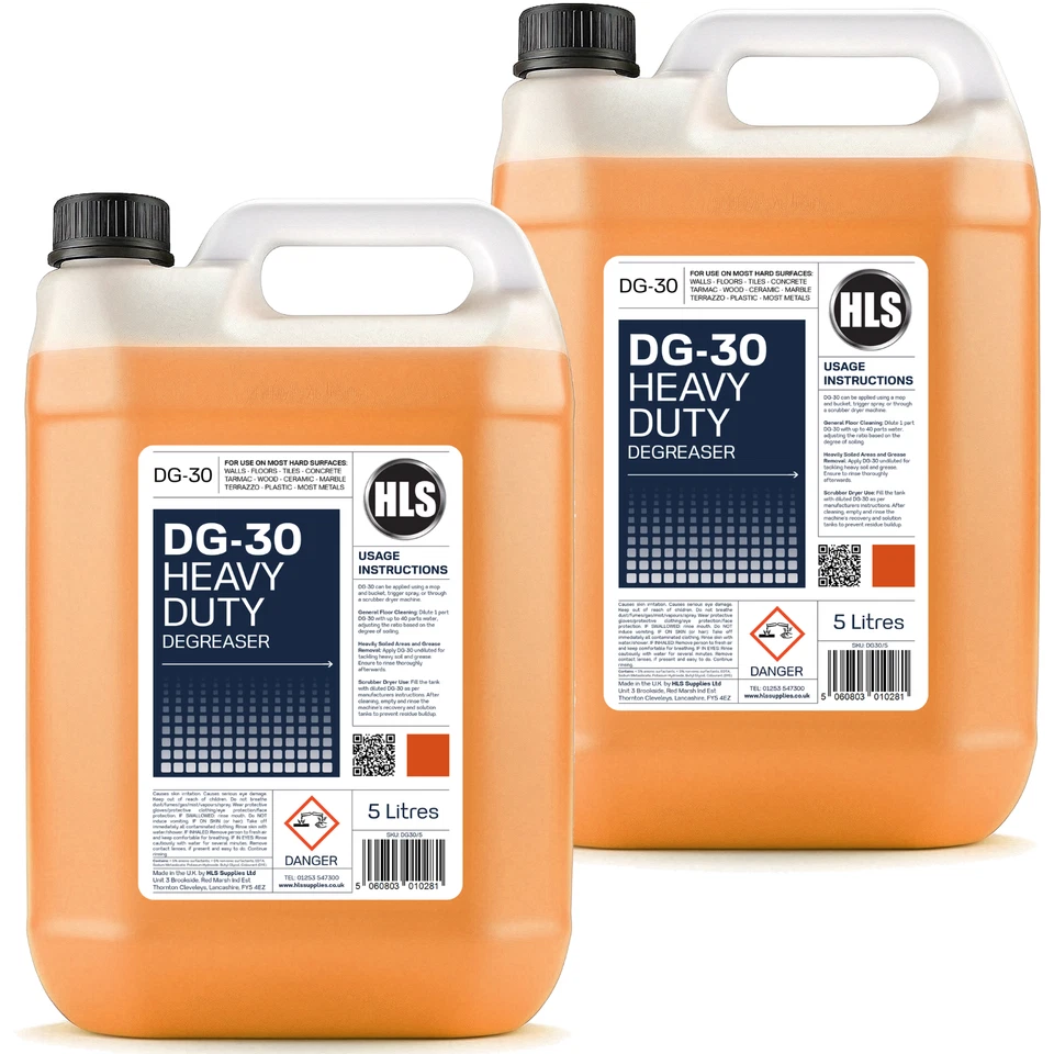 HLS SUPPLIES DG-30 Heavy Duty Degreaser - Fast Acting Floor Cleaner & Degreaser 2 x 5L (10L)