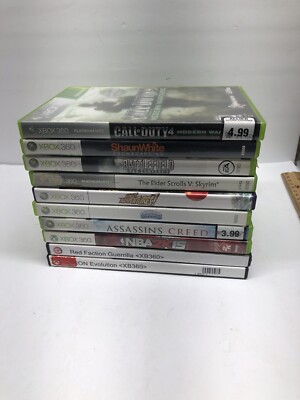 XBOX 360 Game Lot of 10 Assassins Creed COD Elder Scrolls NBA2K15 Tron