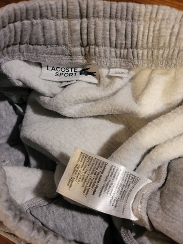 NEW Men's Size SMALL France Sz 3 LACOSTE SPORT Gray Fleece Shorts FREE SHIPPING - Afbeelding 5 van 8