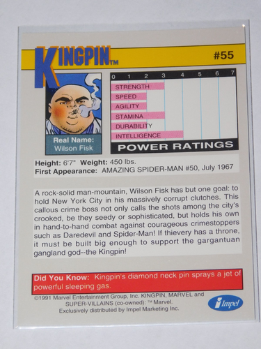 1991 IMPEL MARVEL UNIVERSE SERIES 2 KINGPIN CARD #55 - Picture 2 of 2