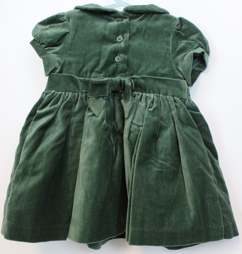 Gymboree Holiday Classics Smocked Velvet Dress Matching Bows 3-6 Mths Green Snow - Picture 5 of 11