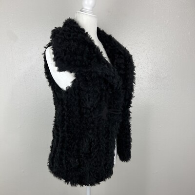 【ARMANI EXCHANGE】switching fur vest Armani Exchange Vest Women Medium Black Toggle Button Puffy Fluffy