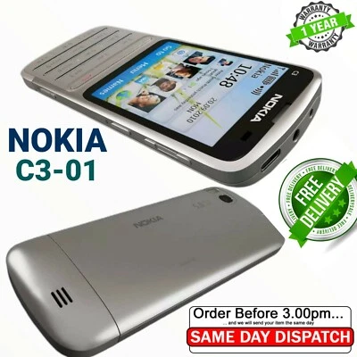New Nokia C3-01 - Touch and Type Silver 3G (Unlocked) Mobile Phone Fast Dispatch - Image 1 of 4