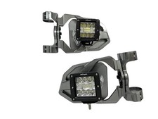 Espejos retrovisores Chupacabra Offroad Cuero Race con luces LED blancas para tubo OD de 2"-GRIS