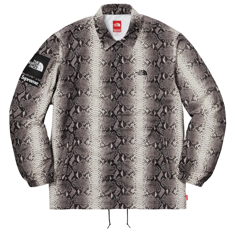 Veste d'entraîneur homme neuve avec étiquette Supreme The North Face imprimé peau de serpent M SS18 AUTHENTIQUE