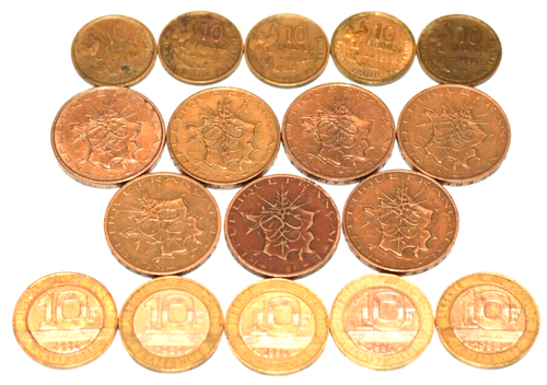 France 10 Franc date run 1950 - 1992 (18 coins)
