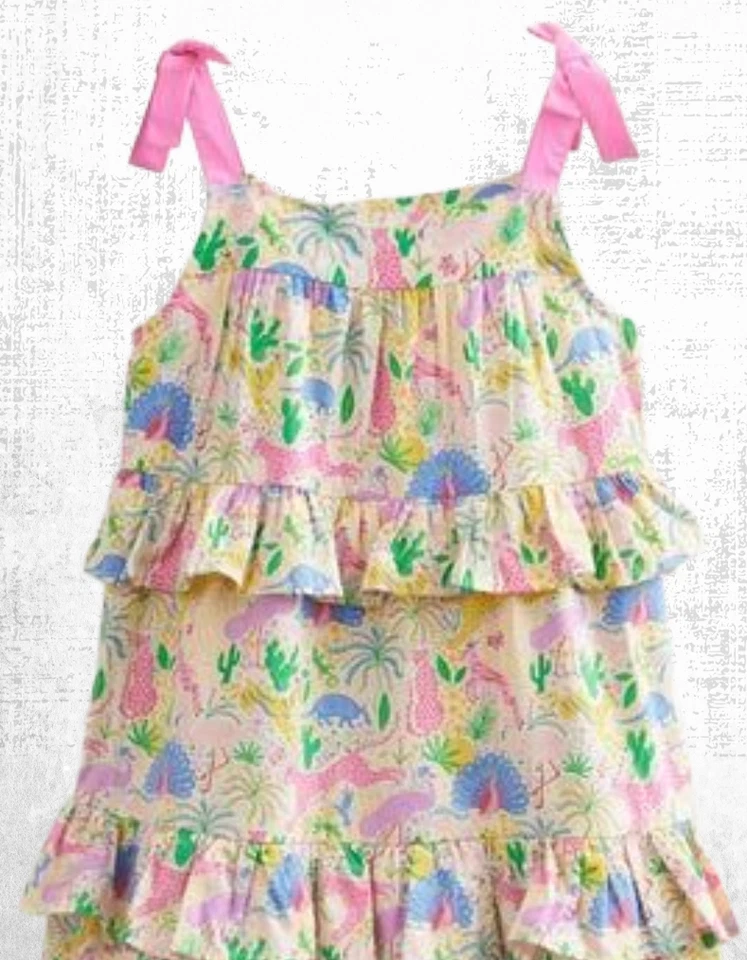 Ex Mini Boden Girl’s Sleeveless Tiered Ruffle Maxi Dress in Multi Mini Desert - Image 3 of 4