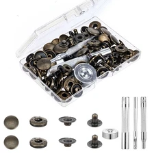 24 Sets Leather Snaps and Fasteners Kit 15mm Metal Snap Button Kit with 4pcs ...