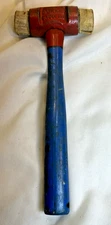 Cowhide Mallet Hammer Garland Split Head Red and Blue 10.5” Vintage