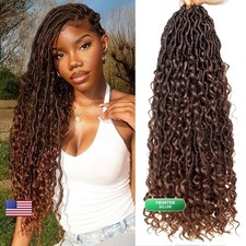 RuiYok 18" Bohimian Goddess Locs Crochet Hair 8 Packs Curly Boho Faux Locs T30 