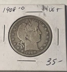 1908-O Barber Half Dollar 50 Cents Very Good+ San Francisco US 90% VG Plus